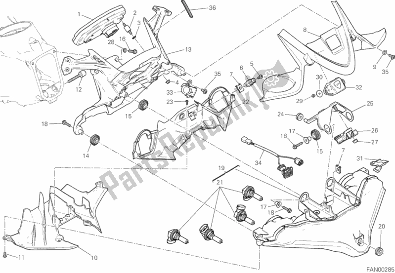 Alle onderdelen voor de Fanale Anteriore E Cruscotto van de Ducati Superbike 1299 ABS 2015